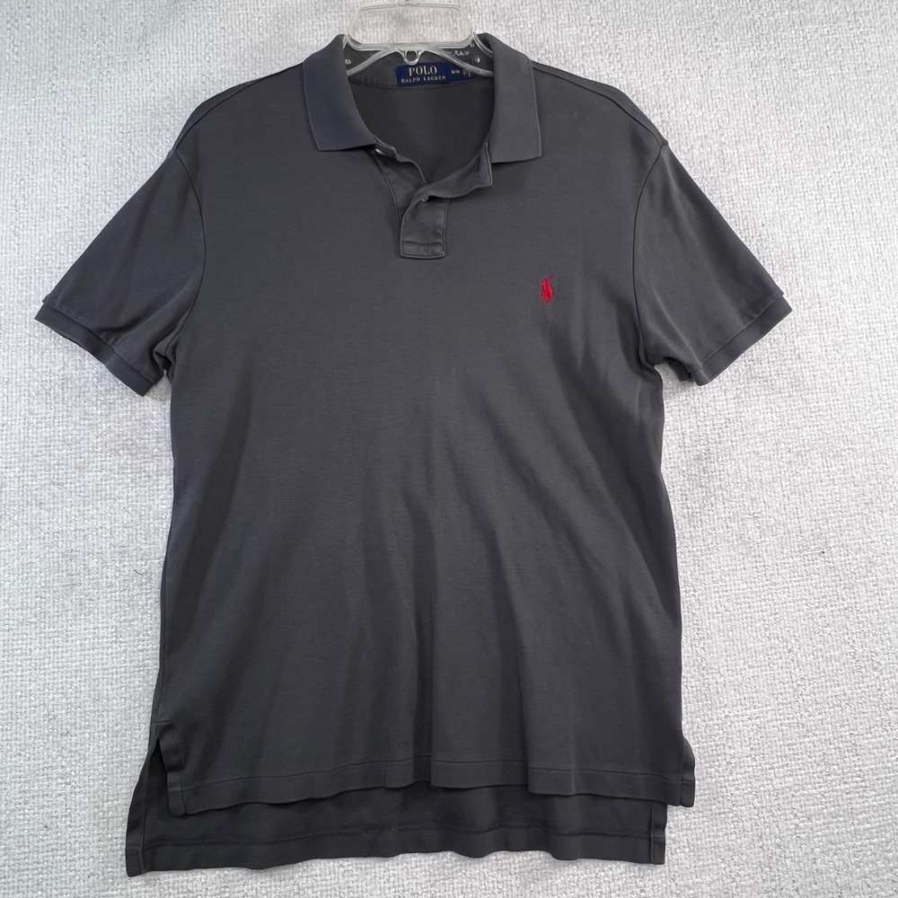 Polo Ralph Lauren Mens Gray Polo Shirt Medium Red Pony Classic Fit‎